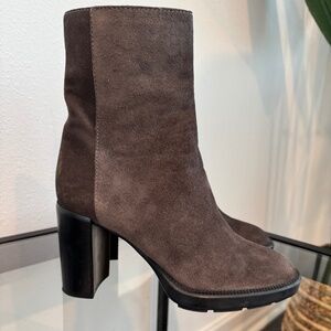 AQUATALIA Weatherproof Suede Boots Gray/Brown Color, Made in Italy, Size 7.5